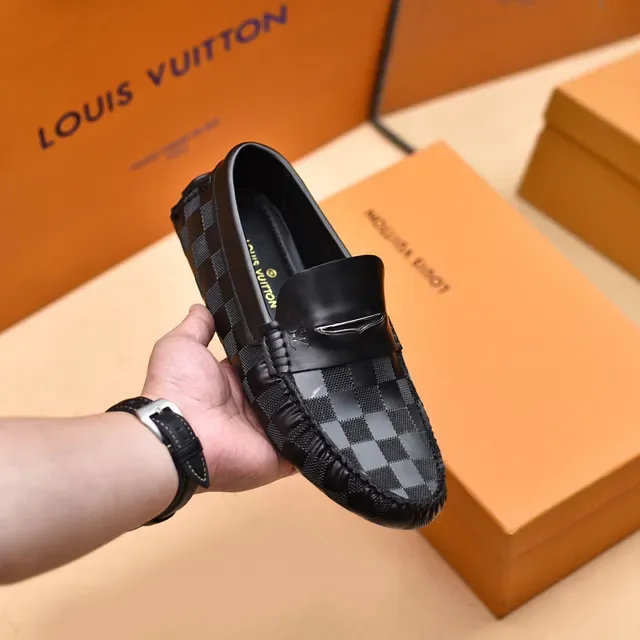 Louis Vuitton Loafer Black Gray Checkerboard Damier Graphite Canvas Leather Trim Loafer 6