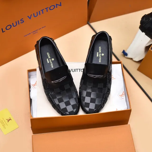 Louis Vuitton Loafer Black Gray Checkerboard Damier Graphite Canvas Leather Trim Loafer 9
