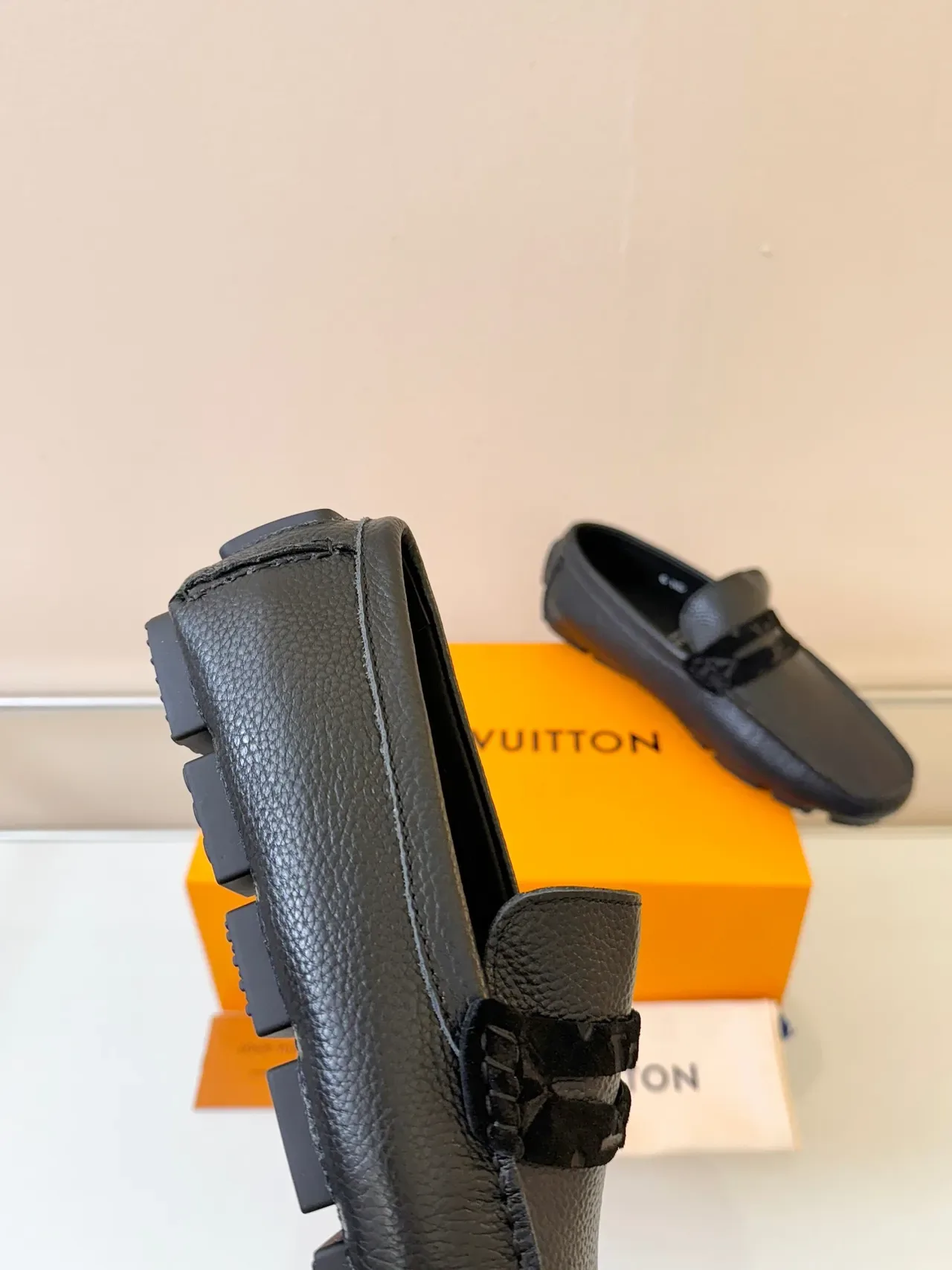 Louis Vuitton Loafer Black Pebbled Leather Monogrammed Horsebit Strap Loafer 3