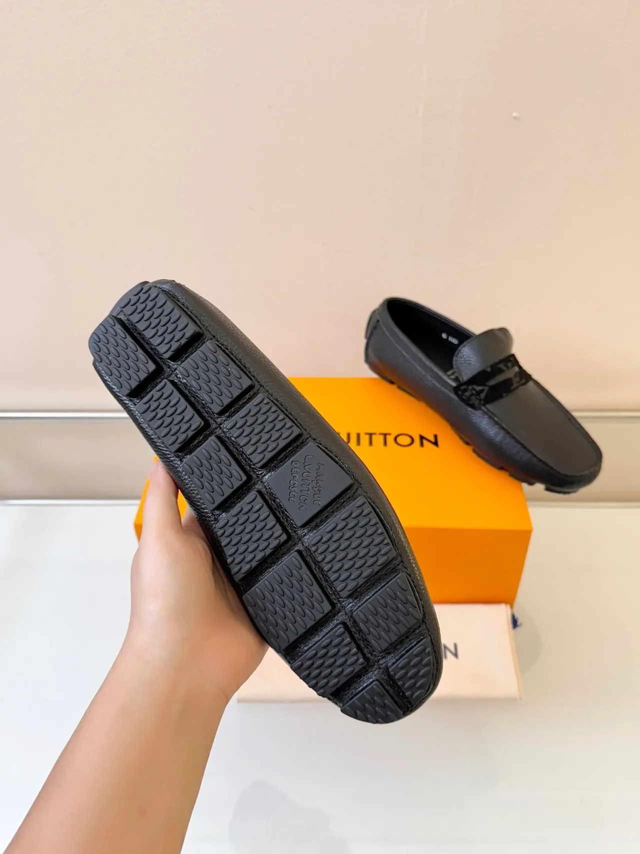 Louis Vuitton Loafer Black Pebbled Leather Monogrammed Horsebit Strap Loafer 5