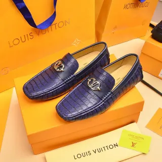 Louis Vuitton লুফার নীল সোনালী ক্রক-এম্বসড চামড়া ধাতু LV বাকেল লুফার