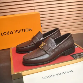 Louis Vuitton لوفر بني ذهبي جلد مقوى إبزة LV لوفر