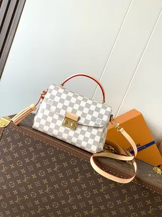 Louis Vuitton Locky Damier Azur Checkerboard Bolsa tote estruturada com alças superiores 2