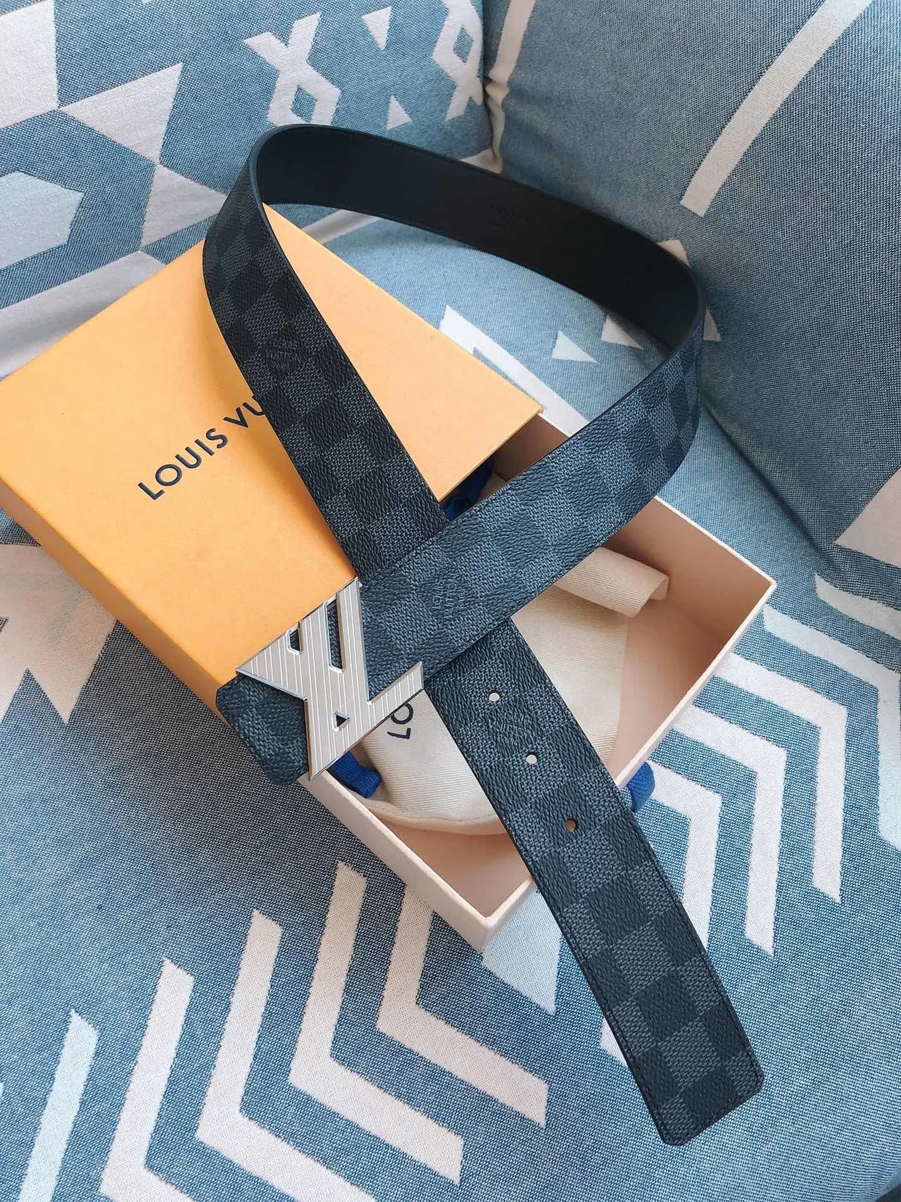 Louis Vuitton LV Belt Damier Graphite Leather Belt 2