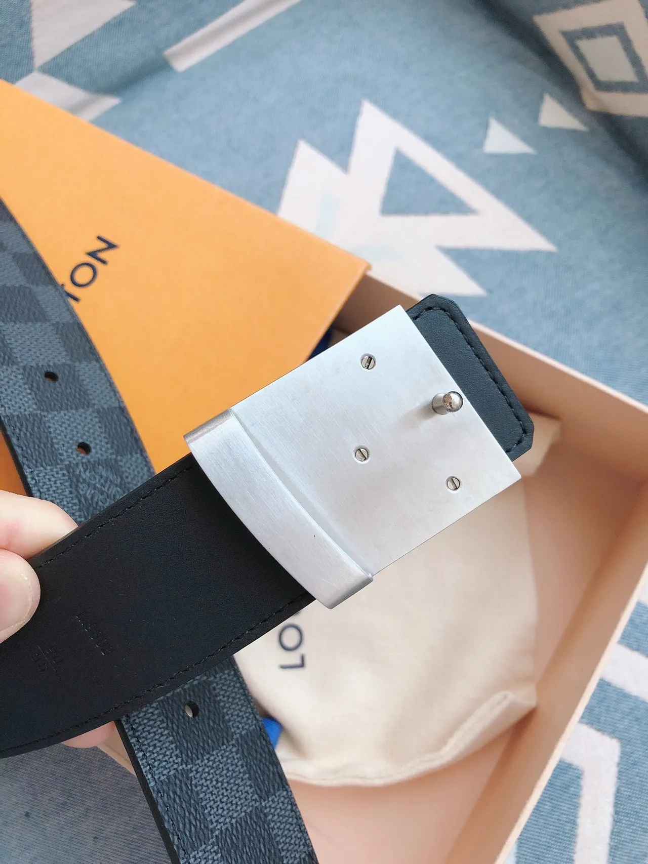 Louis Vuitton LV Belt Damier Graphite Leather Belt 5