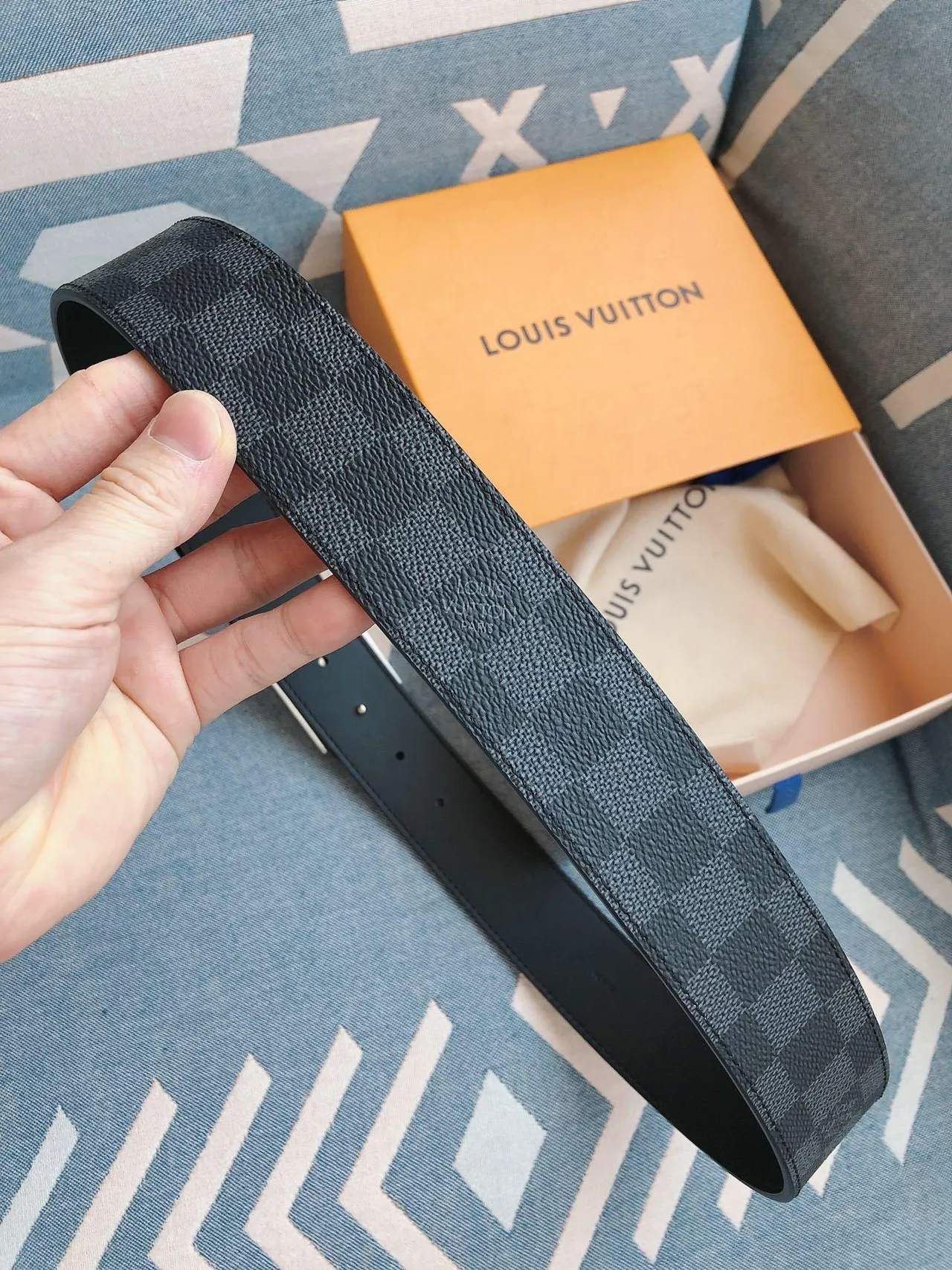 Louis Vuitton LV Belt Damier Graphite Leather Belt 6
