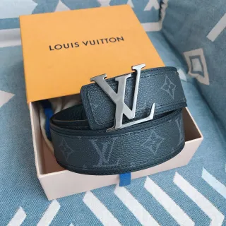 Louis Vuitton LV गहरा टील मोनोग्राम सहित चमड़े की बेल्ट