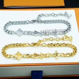 Louis Vuitton LV pulsera de cadena plata y oro curb-link