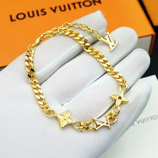 لويس فتون LV سوار سلسلة فضي وذهبي كيرب-لينك 6