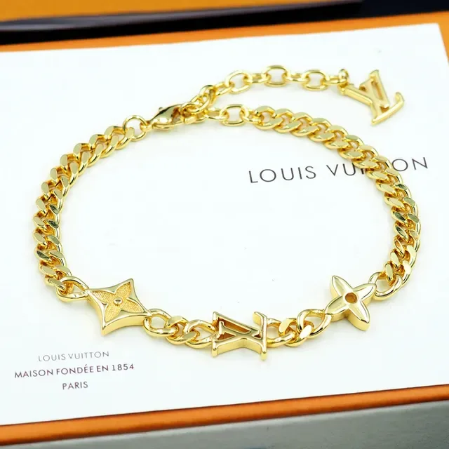 لويس فتون LV سوار سلسلة فضي وذهبي كيرب-لينك 7