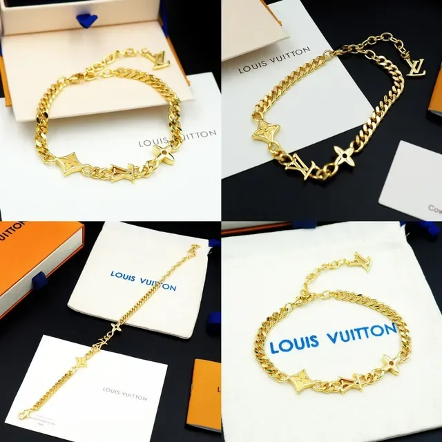 لويس فتون LV سوار سلسلة فضي وذهبي كيرب-لينك 8