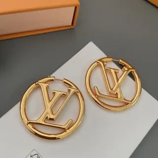 لويس فيتون LV أقراط دائرية ذهبية