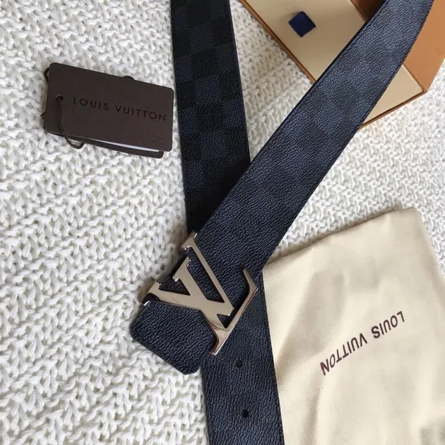 Louis Vuitton LV Initiales Belt Navy Textured Leather Belt 6