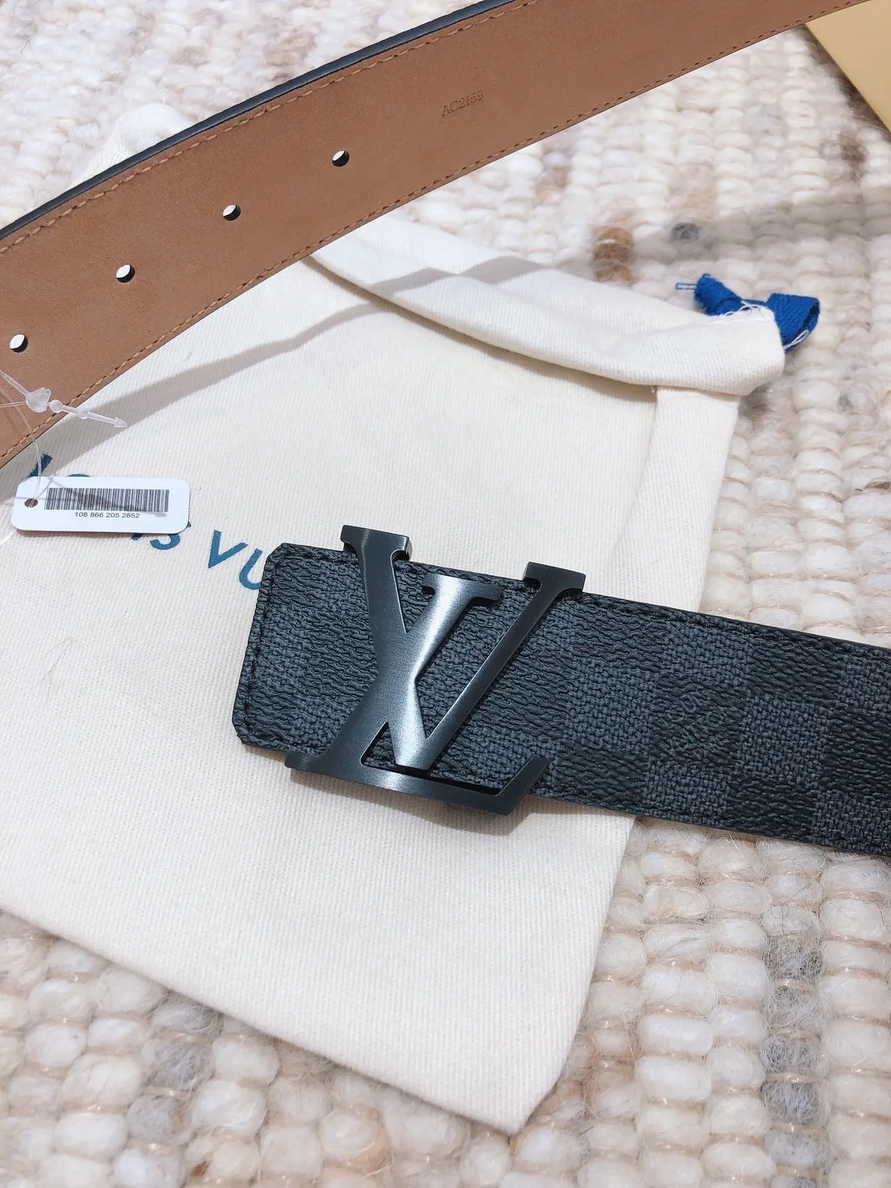 Louis Vuitton LV Initiales Damier Graphite Cinto de couro 8