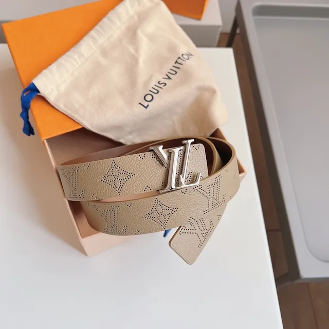 Louis Vuitton LV Initiales Perforated Monogram Tan Leather Belt 2