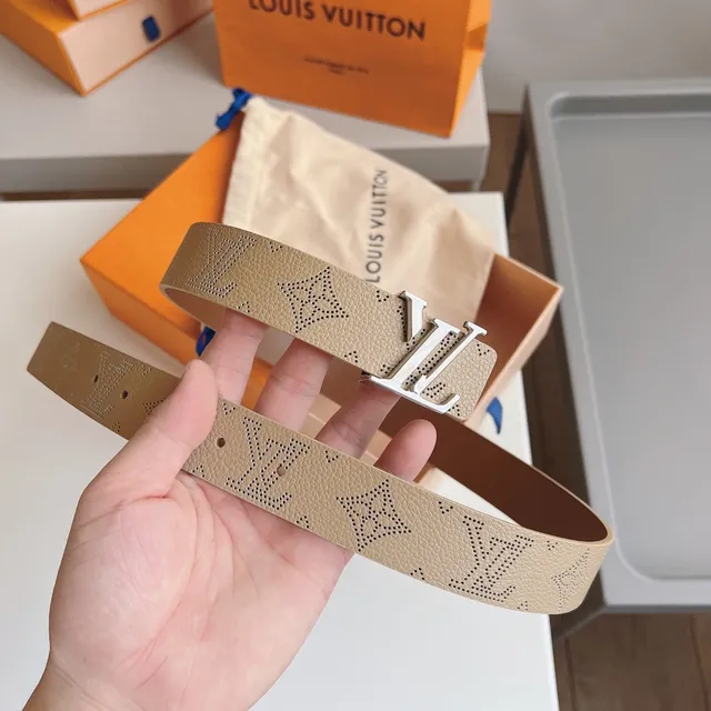 Louis Vuitton LV Initiales Perforated Monogram Tan Leather Belt 4