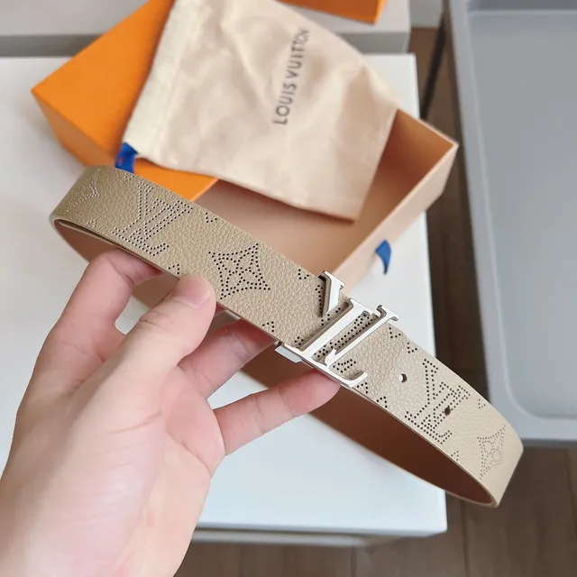 Louis Vuitton LV Initiales Perforated Monogram Tan Leather Belt 7