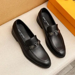 Louis Vuitton LV Mocasines de Cuero Negro Slip-On