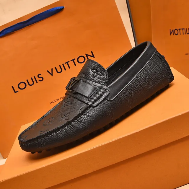 Louis Vuitton LV Loafer Black Monogram-Embossed Leather Buckle Strap Loafer 6