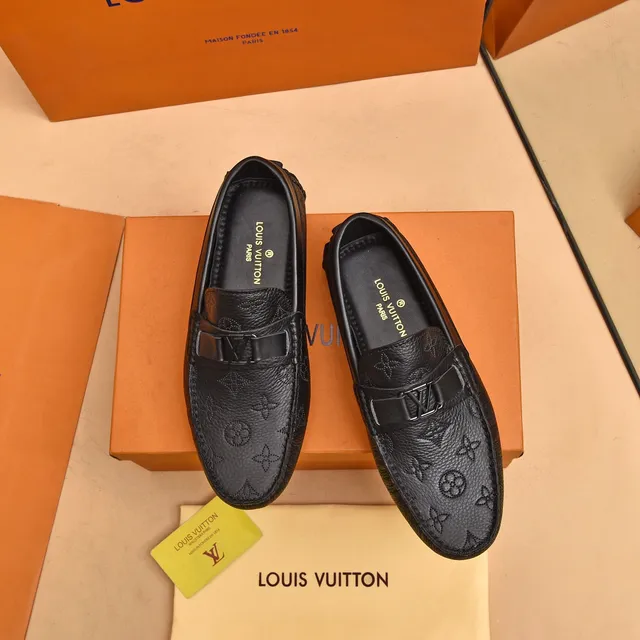 Louis Vuitton LV Loafer Black Monogram-Embossed Leather Buckle Strap Loafer 9