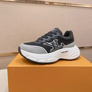 Louis Vuitton LV Trainer Black Gray Sole Monogrammed Side Panel Chunky Sneakers