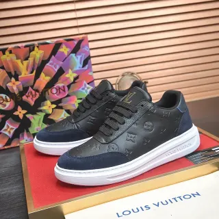 Louis Vuitton LV Trainer Tênis Lifestyle Preto Marinho Monogram-Embossed Leather Acentos de Camurça