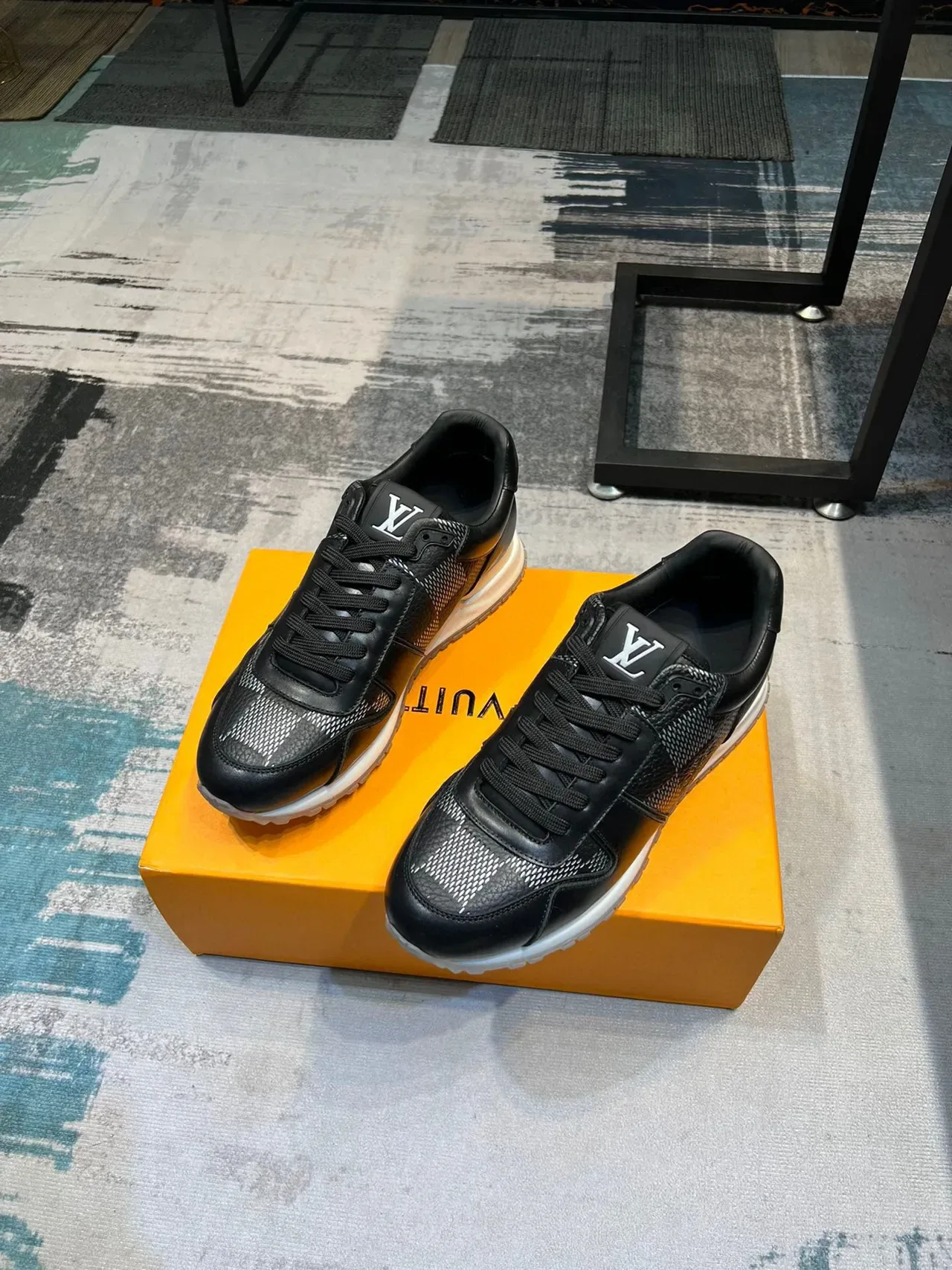 Louis Vuitton LV Trainer Black White Leather And Technical Mesh Upper Checkered Monogram Panel Lifestyle Sneakers 6