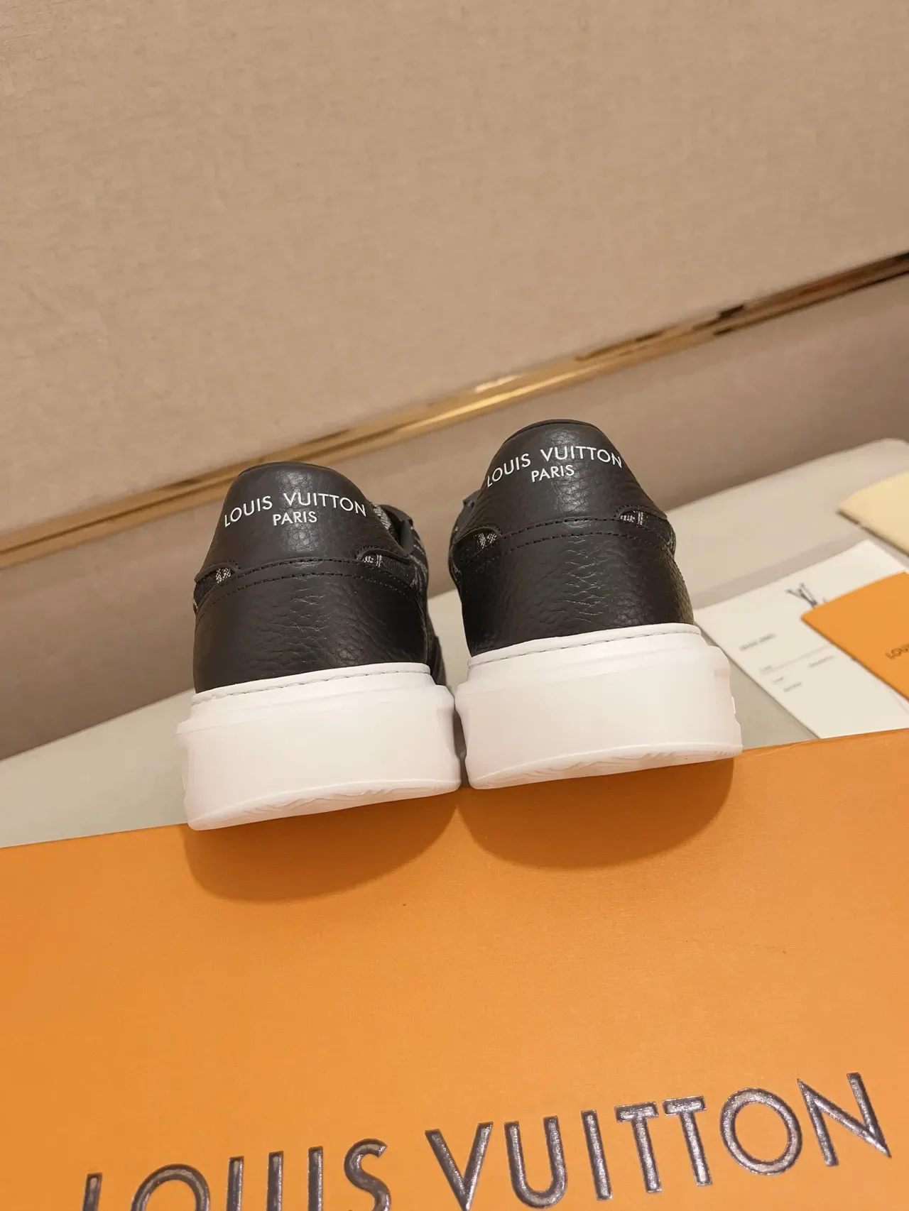 Louis Vuitton LV Trainer Black White Monogram Canvas Pebbled Leather Overlays Lifestyle Sneakers 3