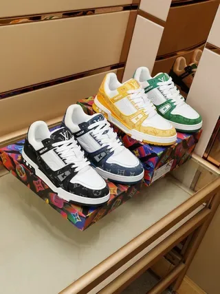 Louis Vuitton LV Trainer Black White Monogrammed Textile Leather Contrast Lifestyle Sneakers 2