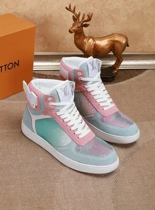 Louis Vuitton LV Trainer Blue Pink High-Top Translucent Monogram Panels Lifestyle Sneakers 7