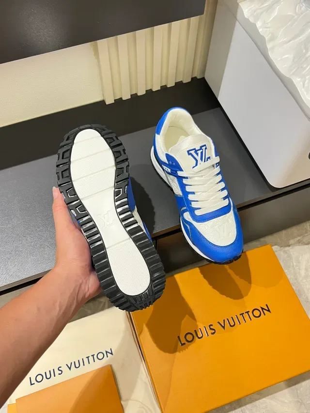 Louis Vuitton LV Trainer Blue White Low-Top Mixed-Material Upper Lifestyle Sneakers 3