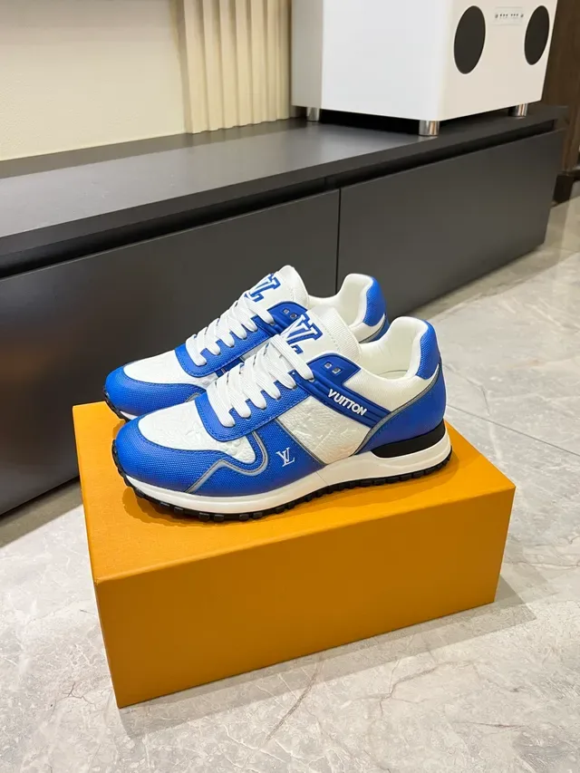 Louis Vuitton LV Trainer Blue White Low-Top Mixed-Material Upper Lifestyle Sneakers 4