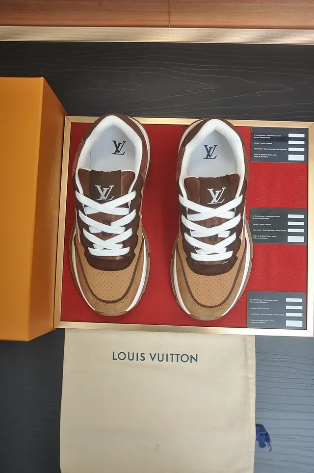 Louis Vuitton LV Trainer Brown Beige Monogrammed Perforated Upper Lifestyle Sneakers 5