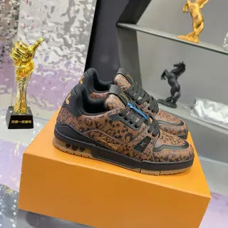 Louis Vuitton LV Trainer Marrón Negro Monogram Canvas Overlays Zapatillas Lifestyle