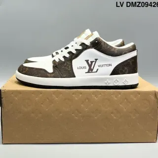 Louis Vuitton LV Trainer Marron Blanc Monogram Toile Cuir Panneaux Sneakers Lifestyle