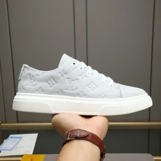 Louis Vuitton LV Trainer Gris Blanco Monogram-Embossed Low-Top Lifestyle Sneakers