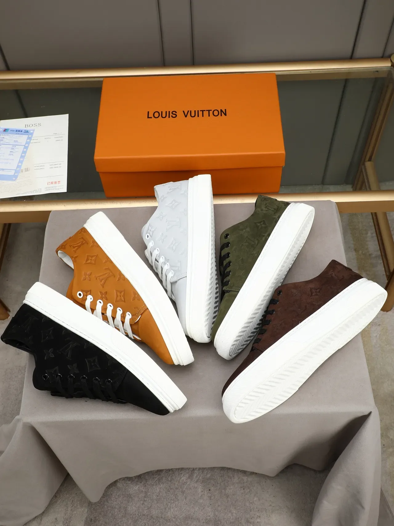 Louis Vuitton LV Trainer Gray White Monogram-Embossed Low-Top Lifestyle Sneakers 2
