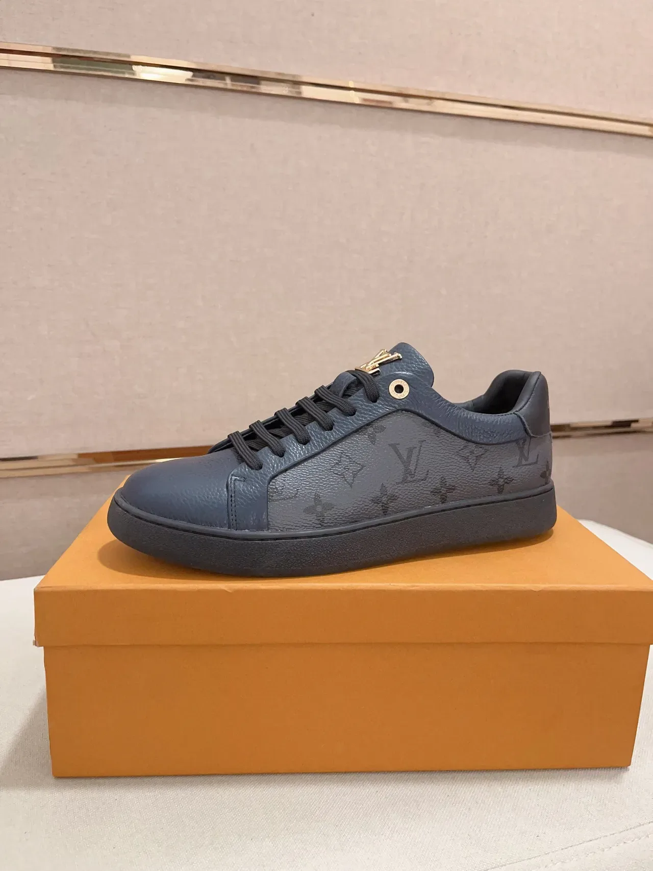 Louis Vuitton LV Trainer Navy Black Monogram Leather Low-Top Lifestyle Sneakers 2