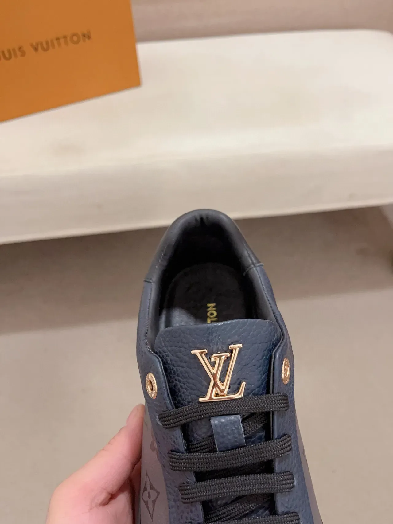 Louis Vuitton LV Trainer Navy Black Monogram Leather Low-Top Lifestyle Sneakers 7