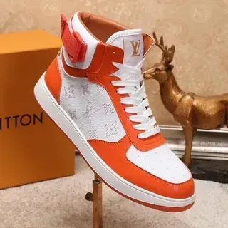 Louis Vuitton LV Trainer 橙白高顶印花侧面板生活方式运动鞋
