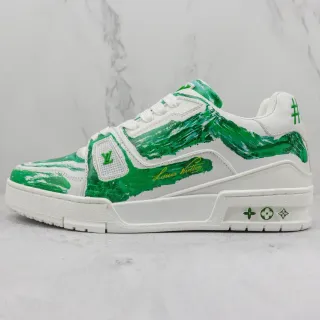 Louis Vuitton LV Trainer Sneakers Lifestyle Branco e Verde Paintstroke