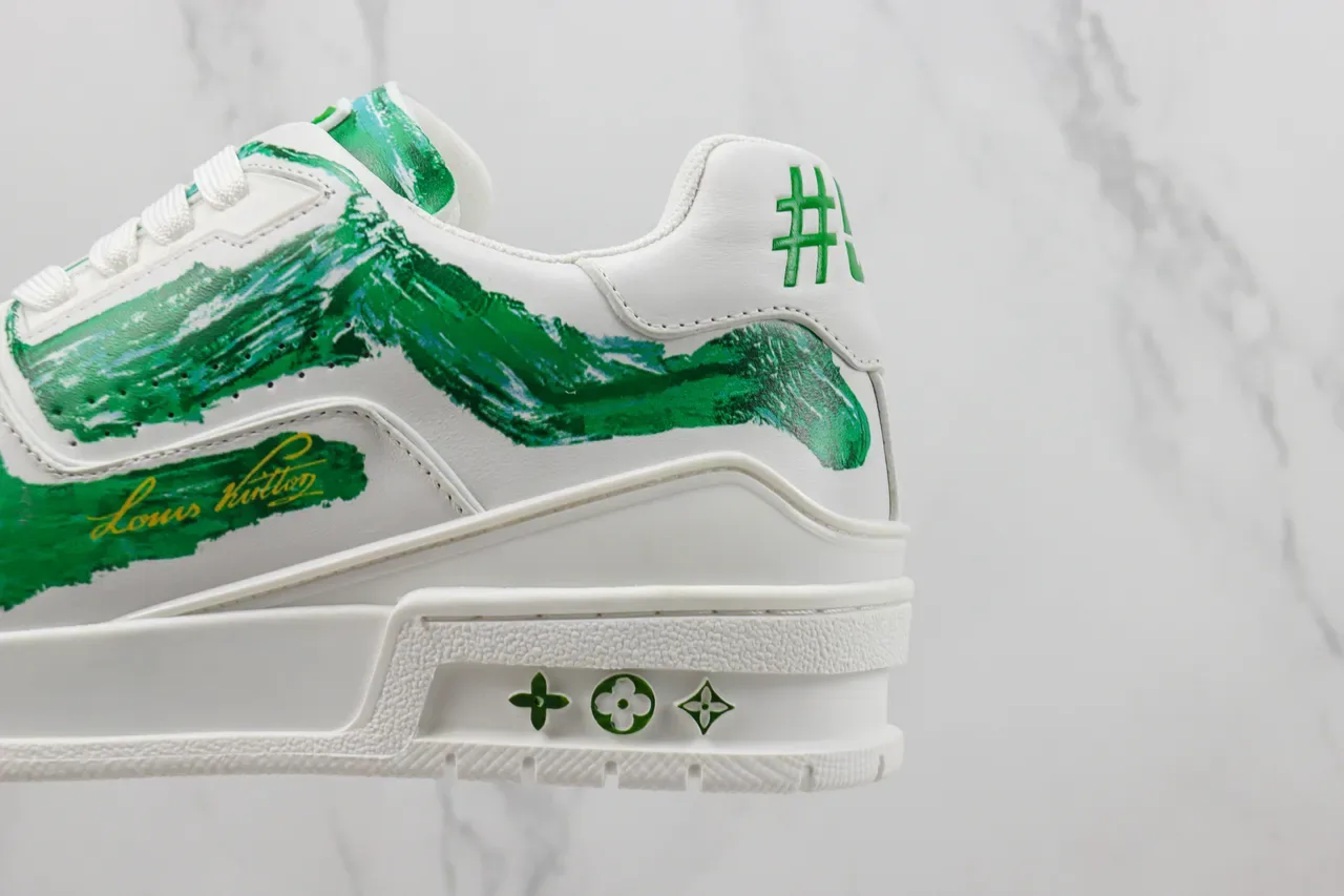 Louis Vuitton LV Trainer White and Green Paintstroke Lifestyle Sneakers 7