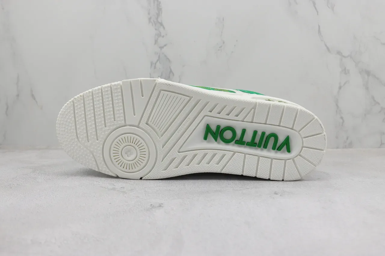 Louis Vuitton LV Trainer White and Green Paintstroke Lifestyle Sneakers 8