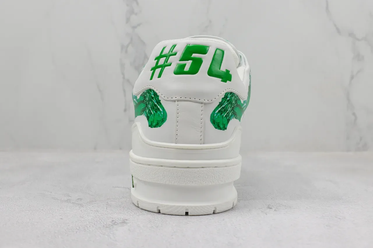 Louis Vuitton LV Trainer White and Green Paintstroke Lifestyle Sneakers 9