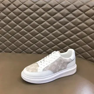 Louis Vuitton LV Trainer Branco Bege Low-Top Plataforma Sola Tênis Lifestyle