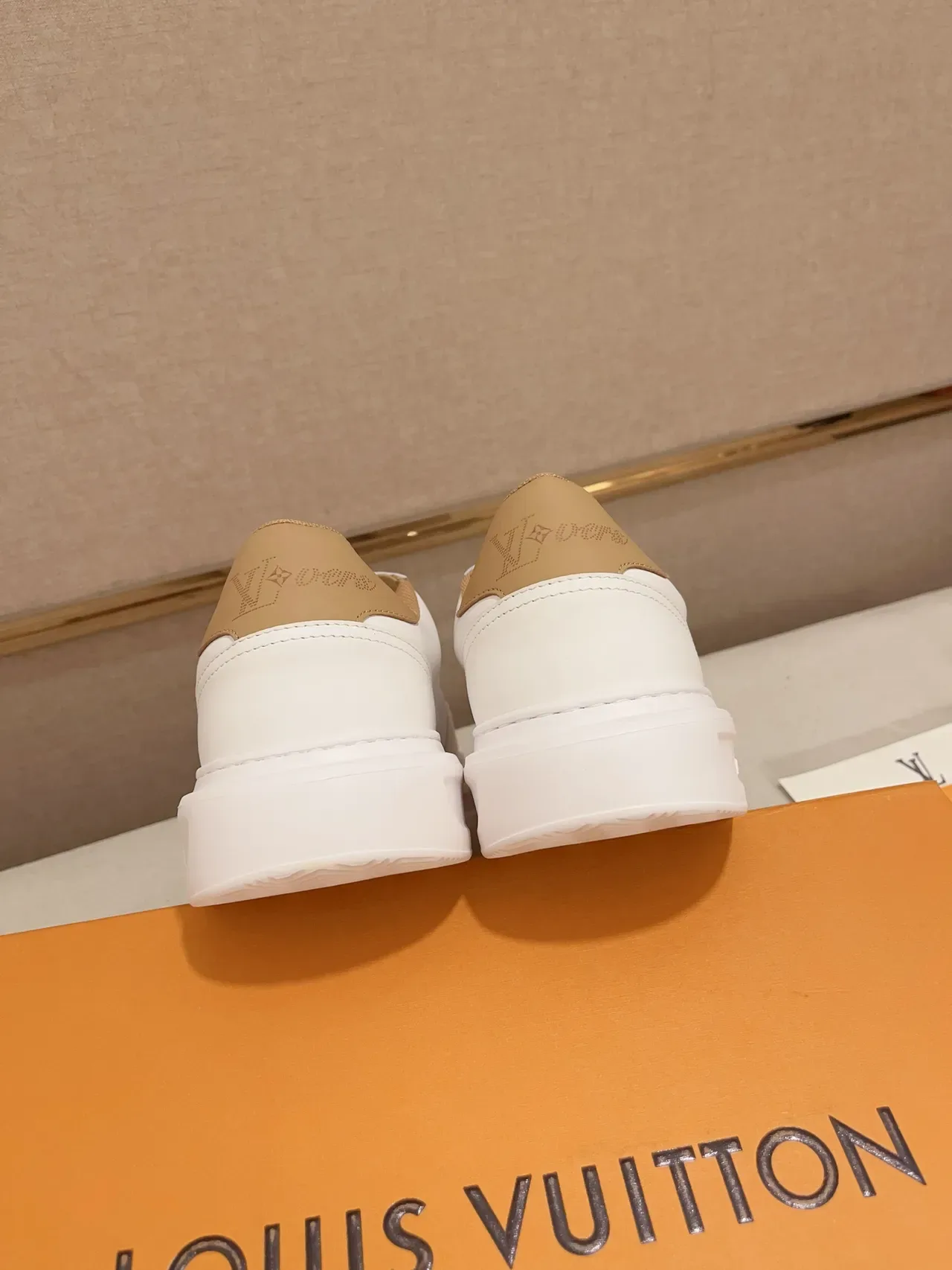 Louis Vuitton LV Trainer White Beige Perforated Monogram Platform Sole Lifestyle Sneakers 3