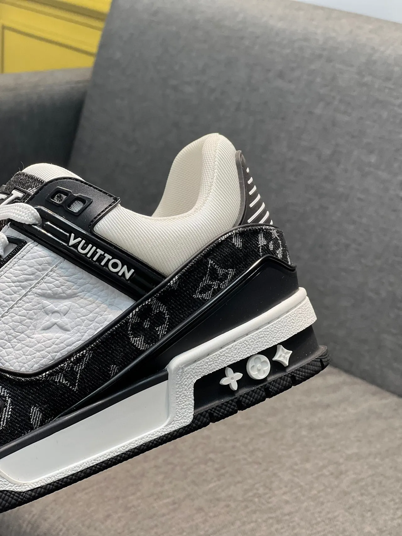 Louis Vuitton LV Trainer White Black Monogram Jacquard Layered Strap Lifestyle Sneakers 8