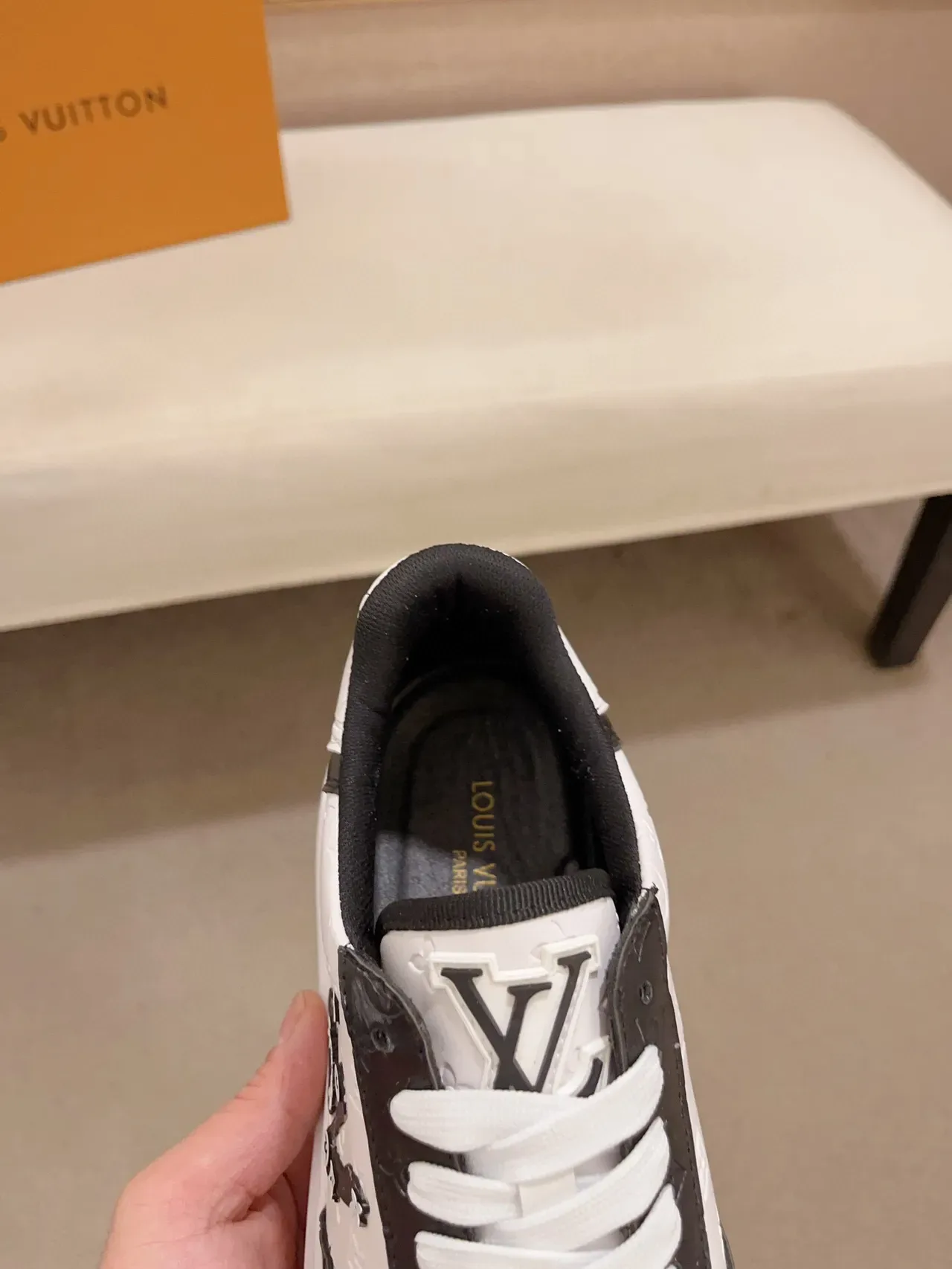 Louis Vuitton LV Trainer White Black Monogram Leather Bold Side Logo Lifestyle Sneakers 6