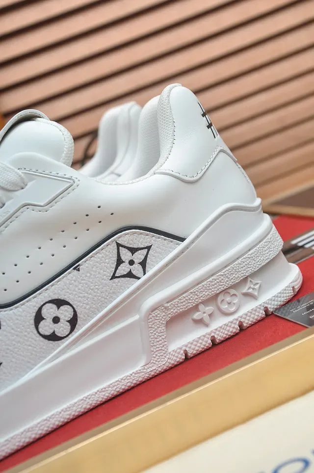 Louis Vuitton LV Trainer White Black Monogram-Print Leather Chunky Sculpted Sole Lifestyle Sneakers 2