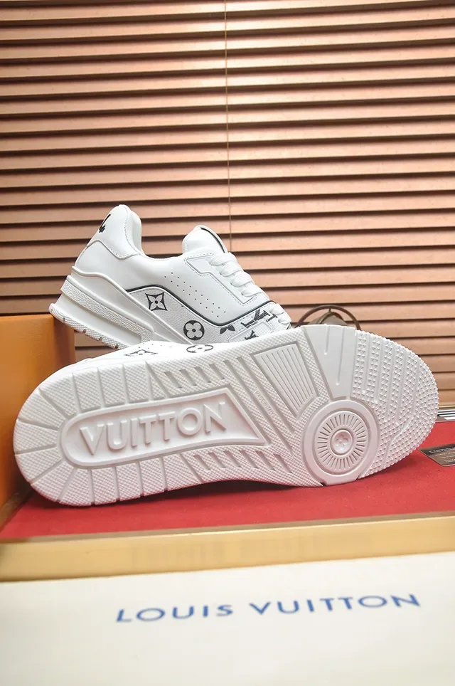 Louis Vuitton LV Trainer White Black Monogram-Print Leather Chunky Sculpted Sole Lifestyle Sneakers 3